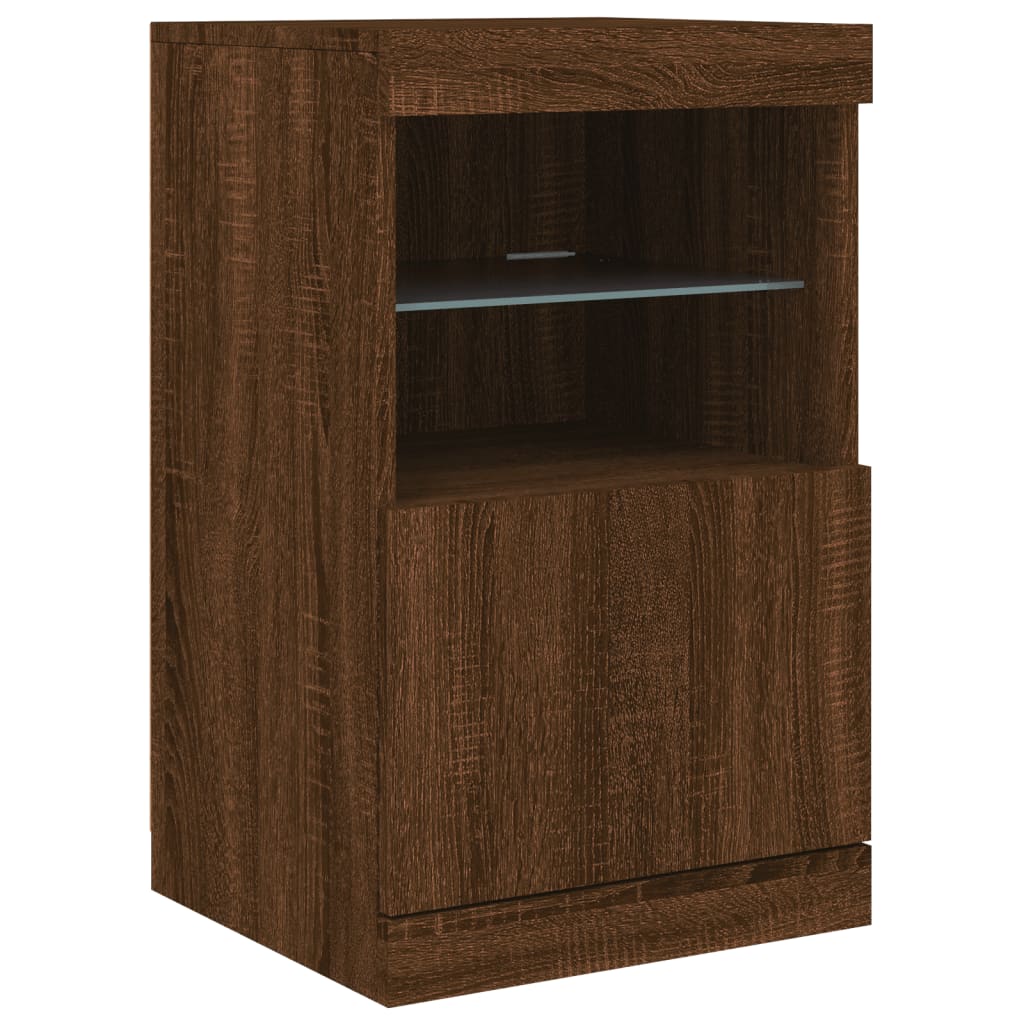 Dressoir met LED-verlichting 123x37x67 cm bruin eikenkleur - AllerleiShop