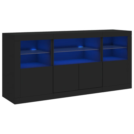 Dressoir met LED-verlichting 142,5x37x67 cm zwart - AllerleiShop