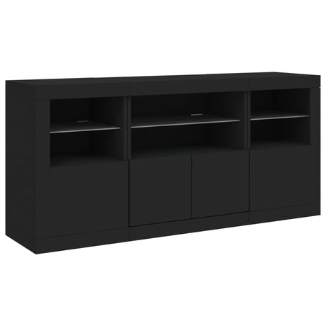 Dressoir met LED-verlichting 142,5x37x67 cm zwart - AllerleiShop