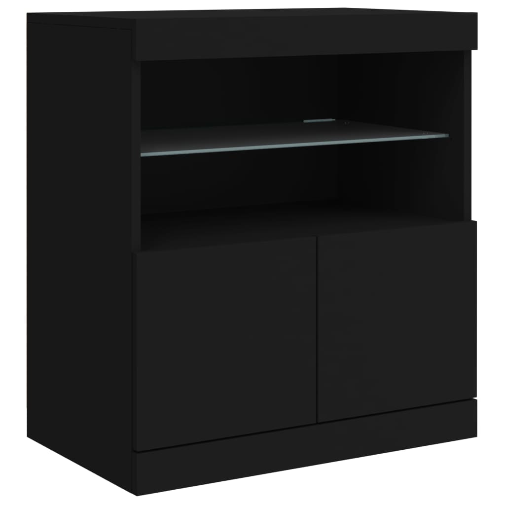 Dressoir met LED-verlichting 142,5x37x67 cm zwart - AllerleiShop