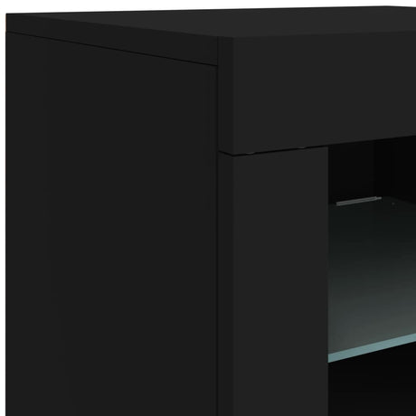 Dressoir met LED-verlichting 142,5x37x67 cm zwart - AllerleiShop