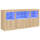 Dressoir met LED-verlichting 142,5x37x67 cm sonoma eikenkleurig - AllerleiShop