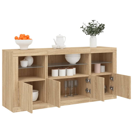 Dressoir met LED-verlichting 142,5x37x67 cm sonoma eikenkleurig - AllerleiShop