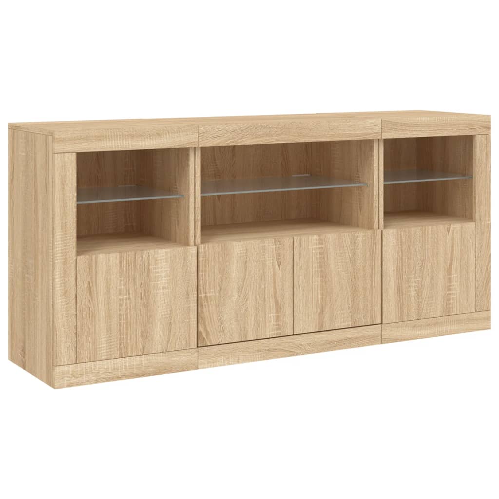 Dressoir met LED-verlichting 142,5x37x67 cm sonoma eikenkleurig - AllerleiShop