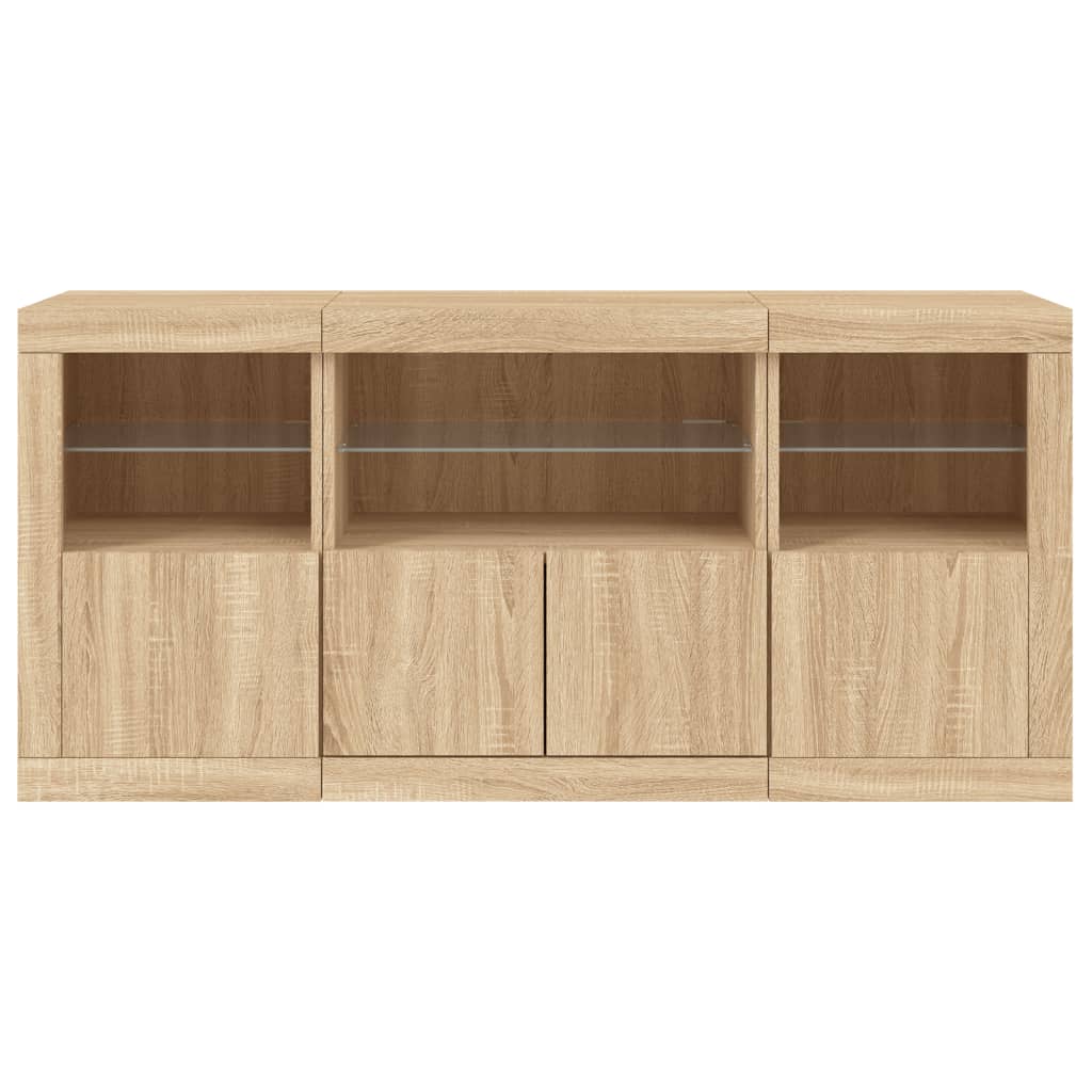 Dressoir met LED-verlichting 142,5x37x67 cm sonoma eikenkleurig - AllerleiShop