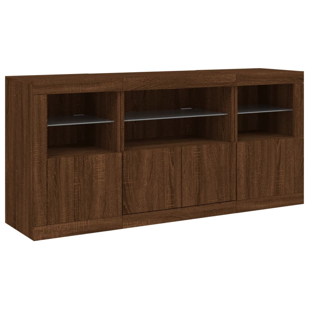 Dressoir met LED-verlichting 142,5x37x67 cm bruin eikenkleur - AllerleiShop