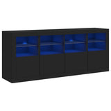 Dressoir met LED-verlichting 162x37x67 cm zwart - AllerleiShop