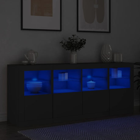 Dressoir met LED-verlichting 162x37x67 cm zwart - AllerleiShop