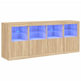 Dressoir met LED-verlichting 163x37x67 cm sonoma eikenkleurig - AllerleiShop