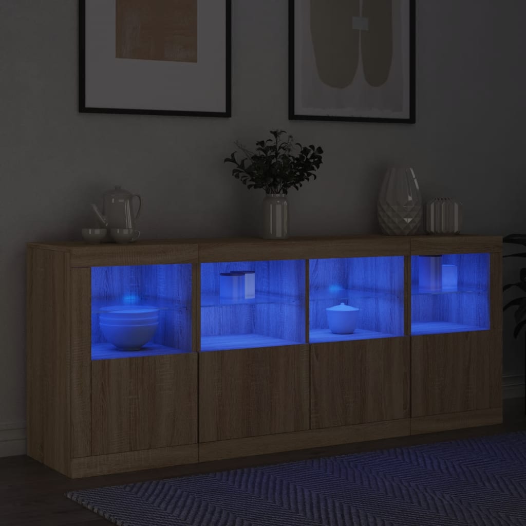 Dressoir met LED-verlichting 163x37x67 cm sonoma eikenkleurig - AllerleiShop