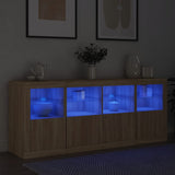 Dressoir met LED-verlichting 163x37x67 cm sonoma eikenkleurig - AllerleiShop