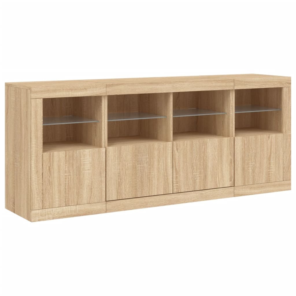 Dressoir met LED-verlichting 163x37x67 cm sonoma eikenkleurig - AllerleiShop