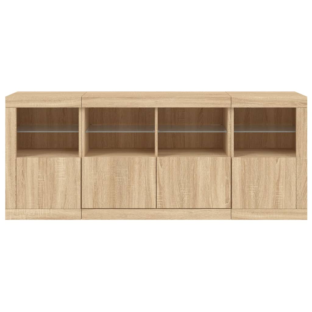 Dressoir met LED-verlichting 163x37x67 cm sonoma eikenkleurig - AllerleiShop