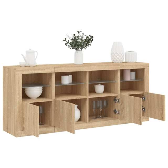 Dressoir met LED-verlichting 163x37x67 cm sonoma eikenkleurig - AllerleiShop