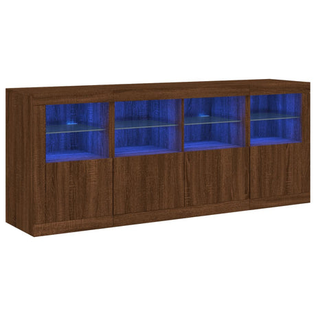 Dressoir met LED-verlichting 163x37x67 cm bruin eikenkleur - AllerleiShop