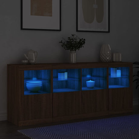 Dressoir met LED-verlichting 163x37x67 cm bruin eikenkleur - AllerleiShop