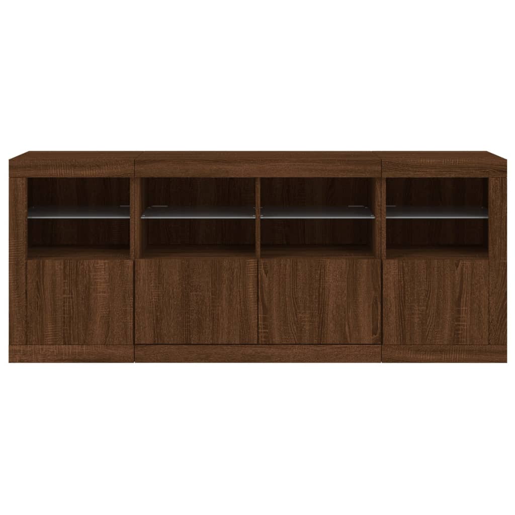 Dressoir met LED-verlichting 163x37x67 cm bruin eikenkleur - AllerleiShop