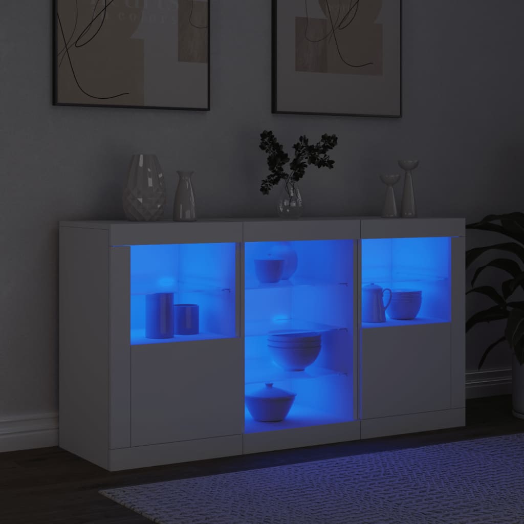 Dressoir met LED-verlichting 123x37x67 cm wit - AllerleiShop