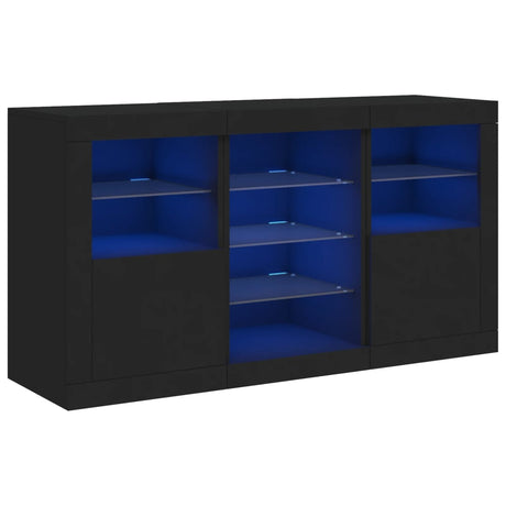 Dressoir met LED-verlichting 123x37x67 cm zwart - AllerleiShop