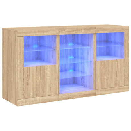 Dressoir met LED-verlichting 123x37x67 cm sonoma eikenkleurig - AllerleiShop