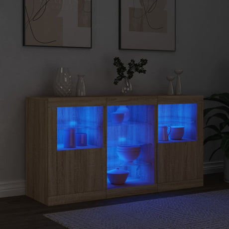 Dressoir met LED-verlichting 123x37x67 cm sonoma eikenkleurig - AllerleiShop