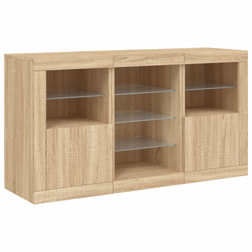 Dressoir met LED-verlichting 123x37x67 cm sonoma eikenkleurig - AllerleiShop