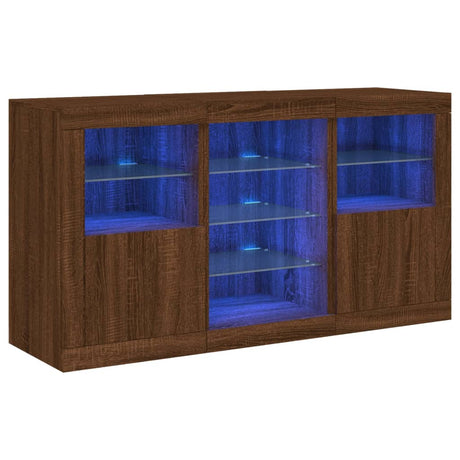 Dressoir met LED-verlichting 123x37x67 cm bruin eikenkleur - AllerleiShop