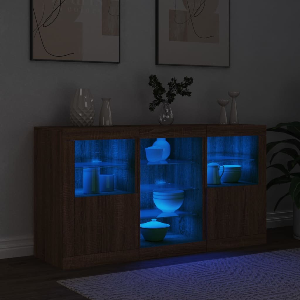 Dressoir met LED-verlichting 123x37x67 cm bruin eikenkleur - AllerleiShop