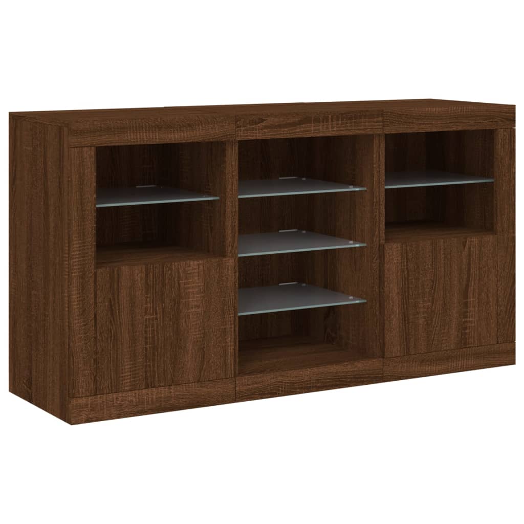 Dressoir met LED-verlichting 123x37x67 cm bruin eikenkleur - AllerleiShop