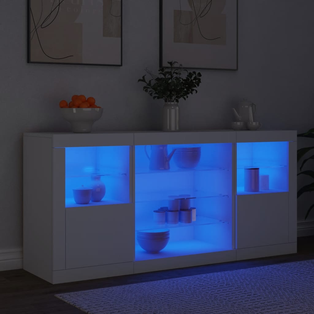 Dressoir met LED-verlichting 142,5x37x67 cm wit - AllerleiShop