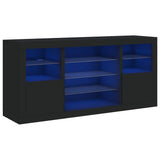 Dressoir met LED-verlichting 142,5x37x67 cm zwart - AllerleiShop