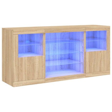 Dressoir met LED-verlichting 142,5x37x67 cm sonoma eikenkleurig - AllerleiShop