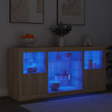 Dressoir met LED-verlichting 142,5x37x67 cm sonoma eikenkleurig - AllerleiShop