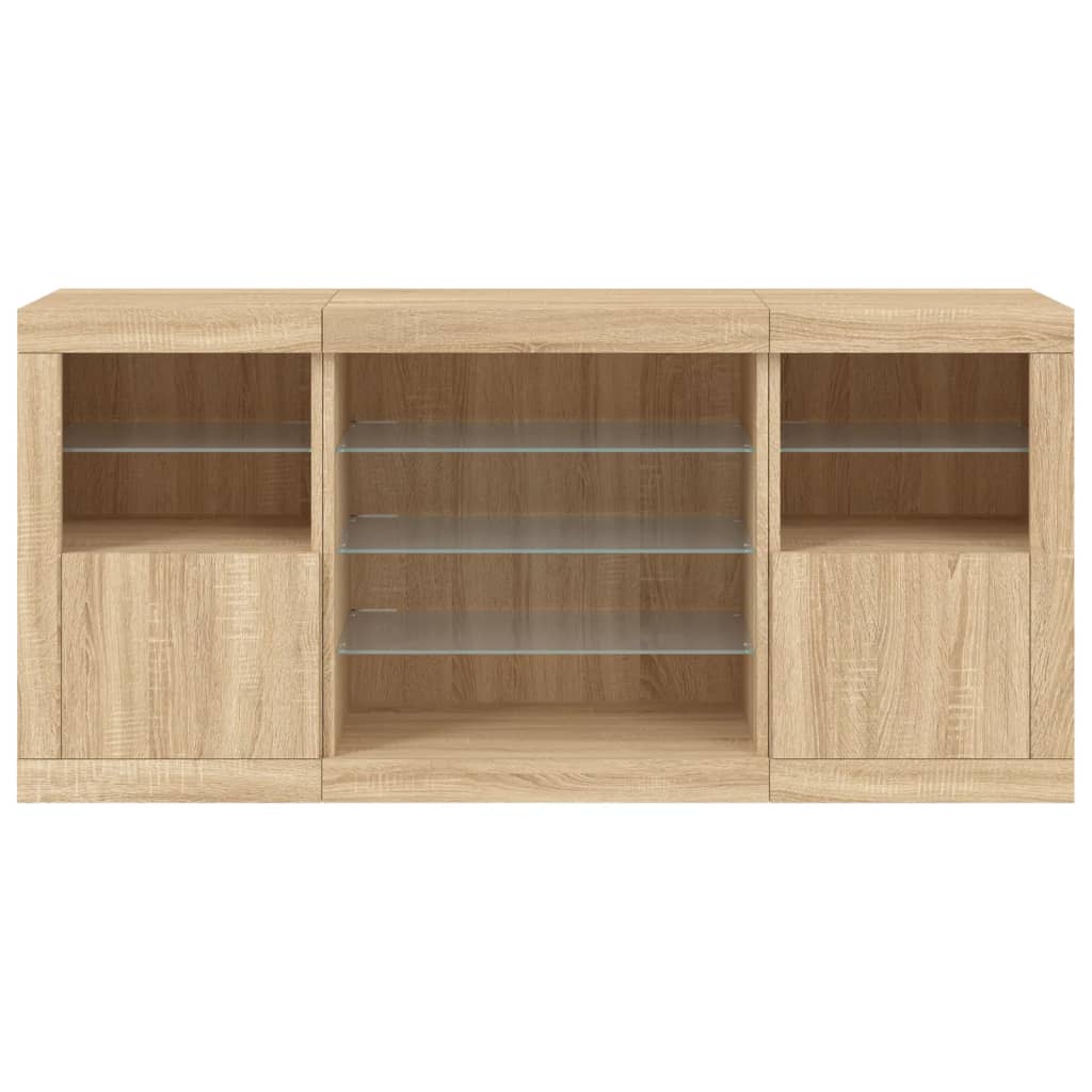 Dressoir met LED-verlichting 142,5x37x67 cm sonoma eikenkleurig - AllerleiShop