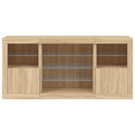 Dressoir met LED-verlichting 142,5x37x67 cm sonoma eikenkleurig - AllerleiShop