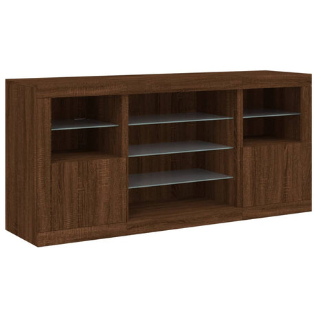 Dressoir met LED-verlichting 142,5x37x67 cm bruin eikenkleur - AllerleiShop