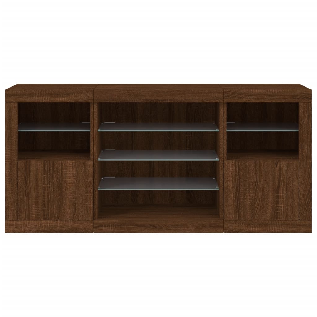 Dressoir met LED-verlichting 142,5x37x67 cm bruin eikenkleur - AllerleiShop