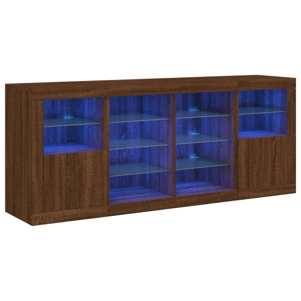 Dressoir met LED-verlichting 163x37x67 cm bruin eikenkleur - AllerleiShop