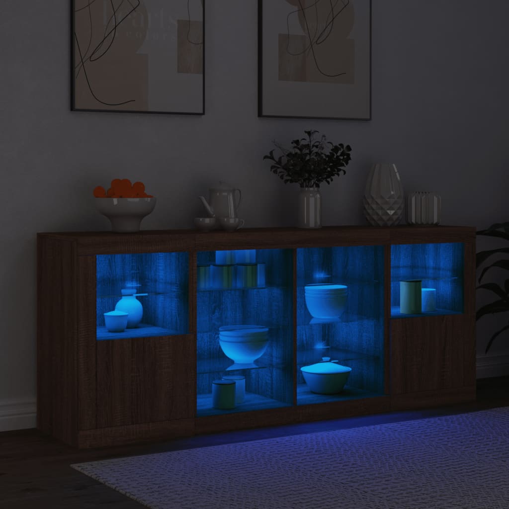 Dressoir met LED-verlichting 163x37x67 cm bruin eikenkleur - AllerleiShop