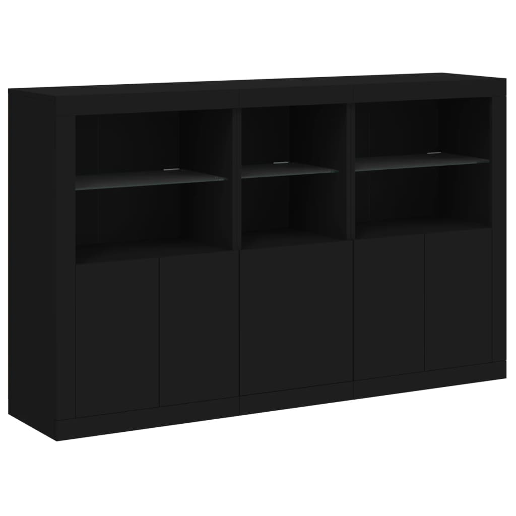 Dressoir met LED-verlichting 162x37x100 cm zwart - AllerleiShop