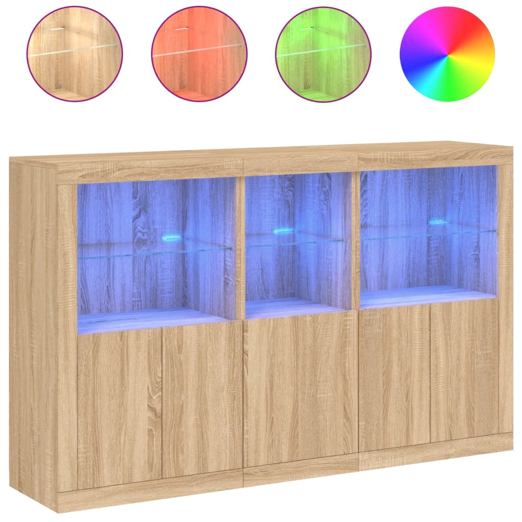 Dressoir met LED-verlichting 162x37x100 cm sonoma eikenkleurig - AllerleiShop