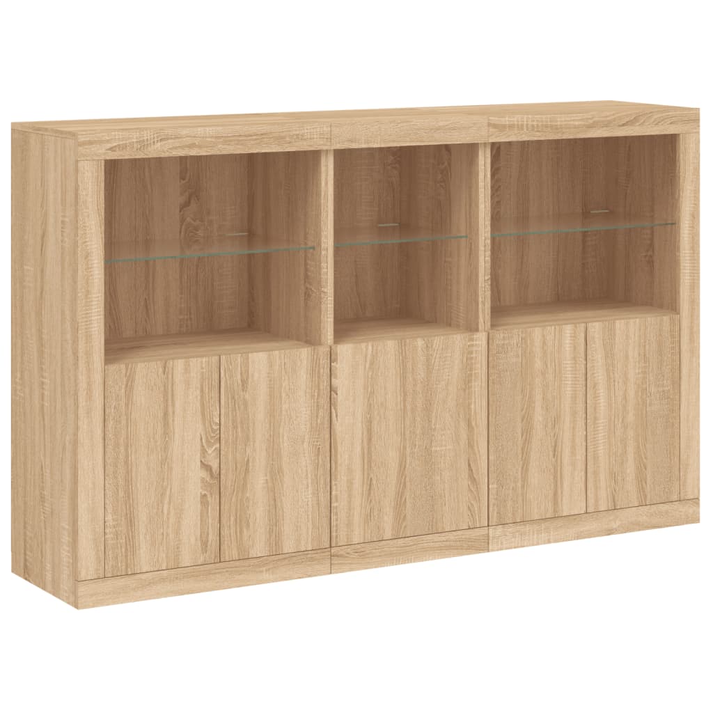 Dressoir met LED-verlichting 162x37x100 cm sonoma eikenkleurig - AllerleiShop