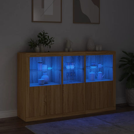 Dressoir met LED-verlichting 162x37x100 cm sonoma eikenkleurig - AllerleiShop