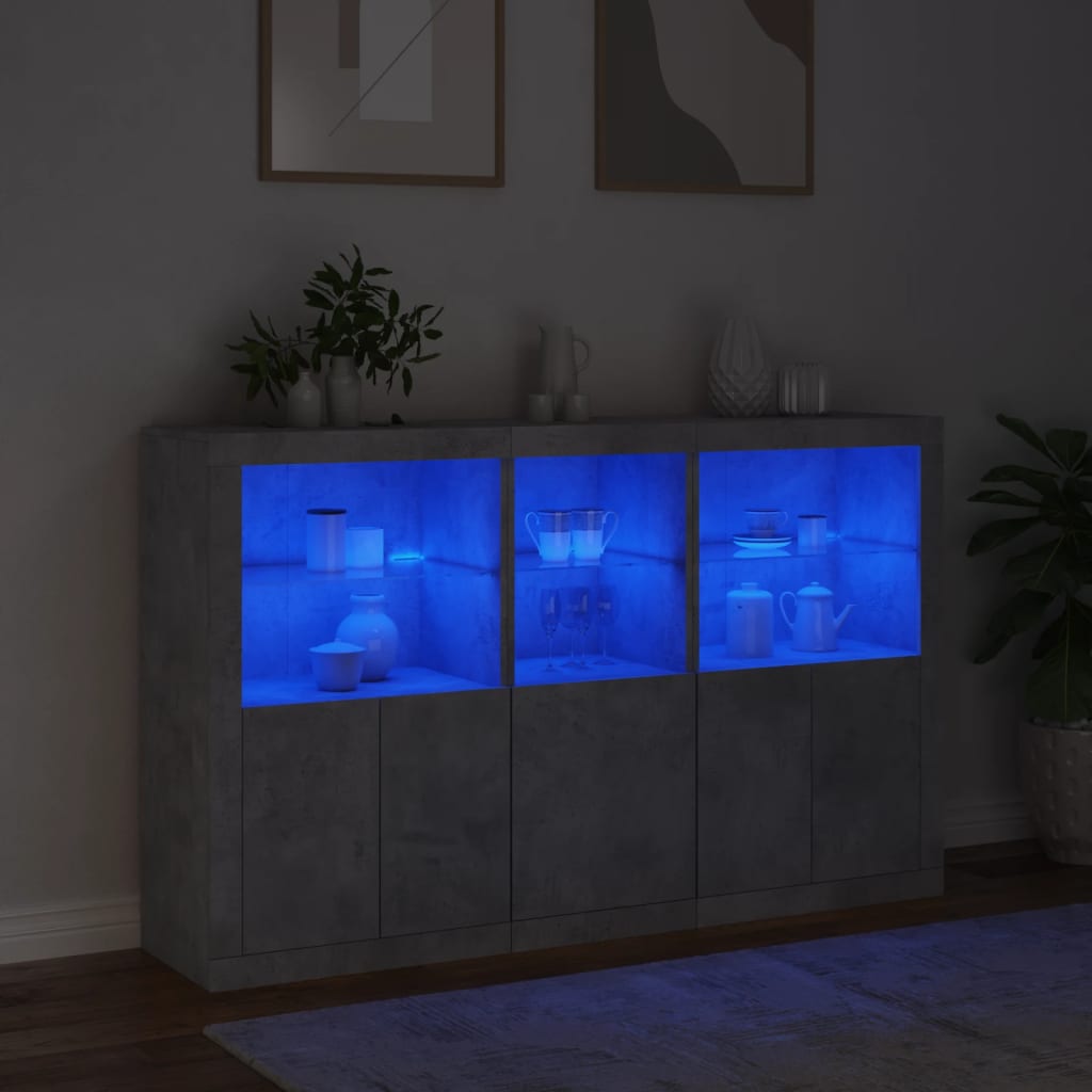 Dressoir met LED-verlichting 162x37x100 cm betongrijs - AllerleiShop