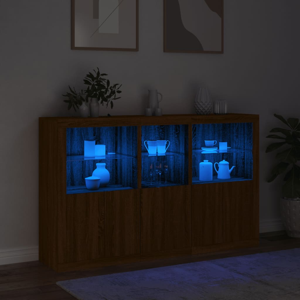 Dressoir met LED-verlichting 162x37x100 cm bruin eikenkleur - AllerleiShop