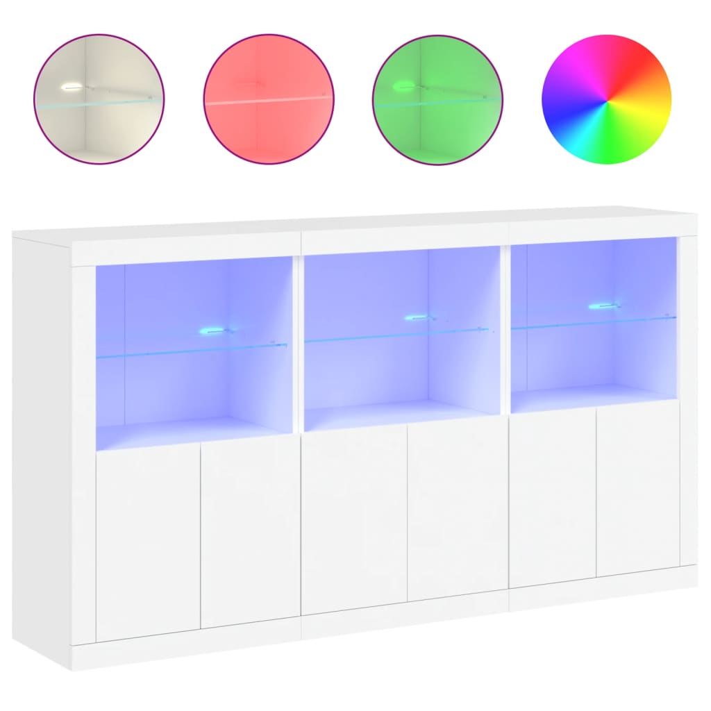 Dressoir met LED-verlichting 181,5x37x100 cm wit - AllerleiShop