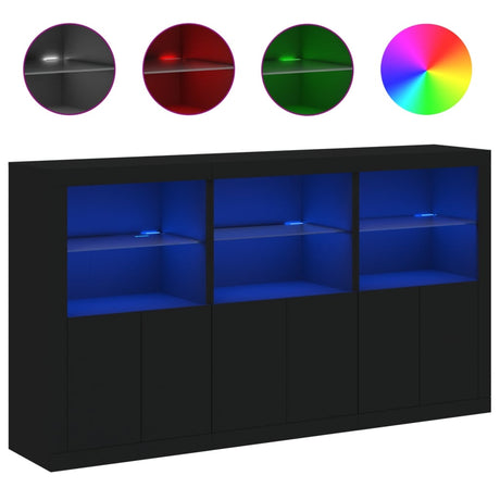 Dressoir met LED-verlichting 181,5x37x100 cm zwart - AllerleiShop