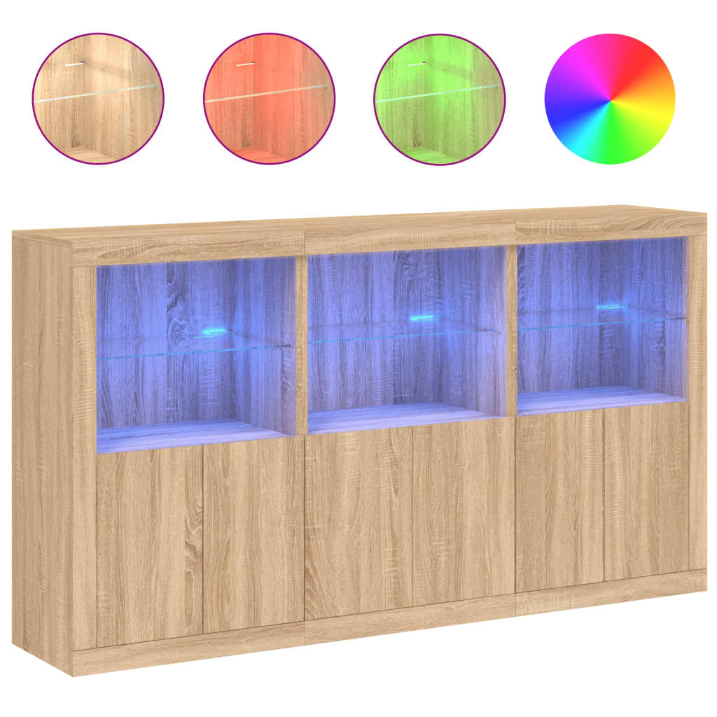 Dressoir met LED-verlichting 181,5x37x100 cm sonoma eikenkleur - AllerleiShop