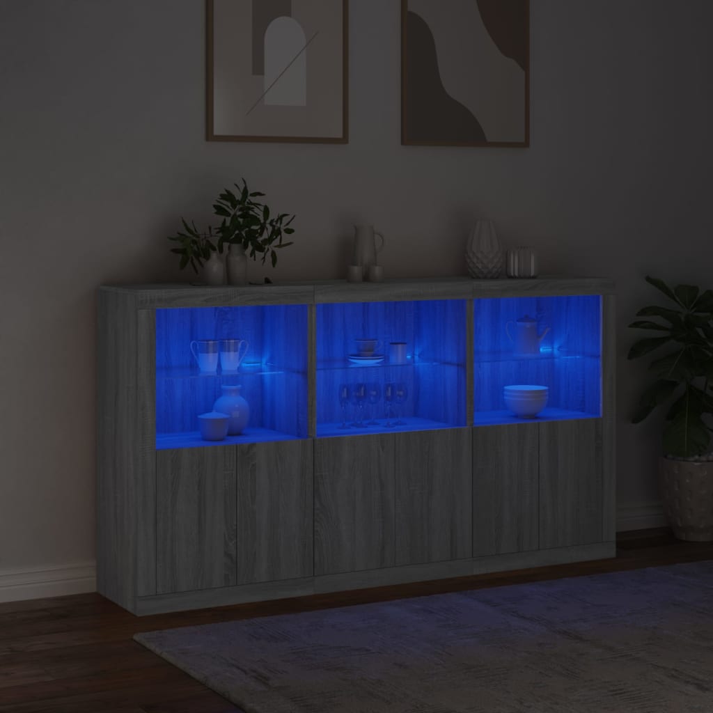 Dressoir met LED-verlichting 181,5x37x100 cm grijs sonoma eiken - AllerleiShop