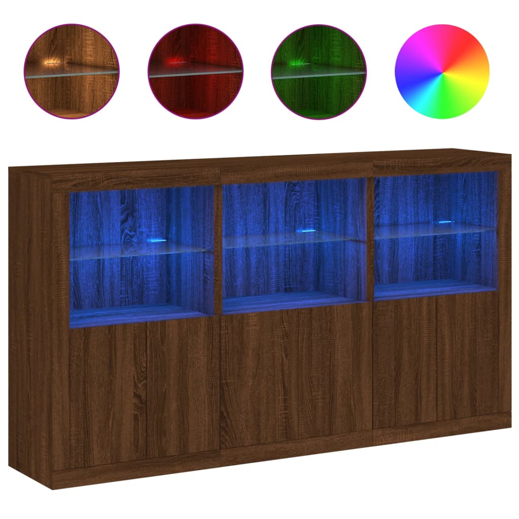 Dressoir met LED-verlichting 181,5x37x100 cm bruin eikenkleur - AllerleiShop